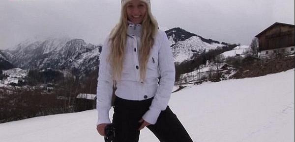  Eroberlin russian Anna Safina sexy ski pussy open public outdoor blond long hair